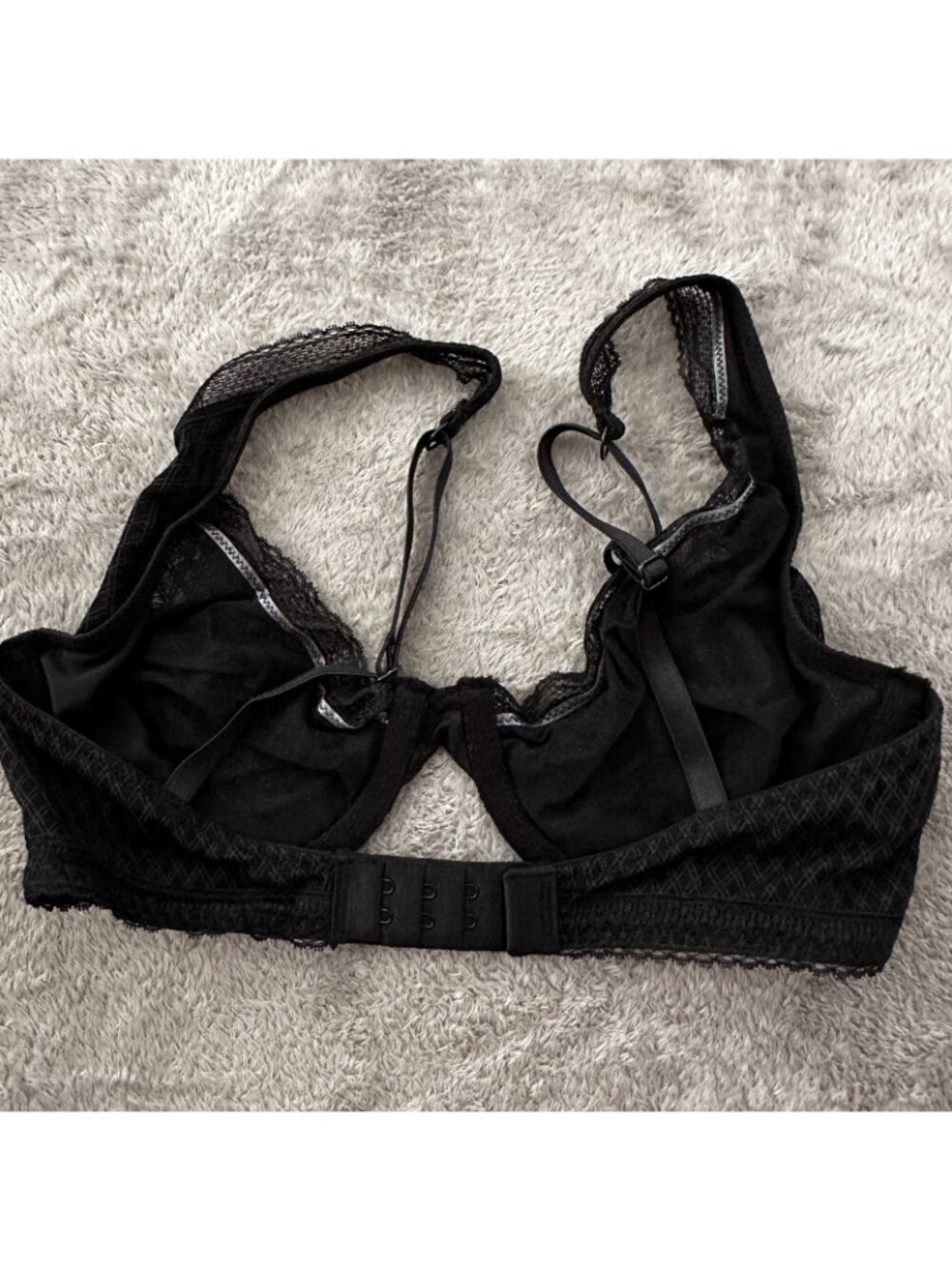 NWT Victoria's Secret Black Unlined Demi Lace Bra 32D Underwire - Picture 5 of 5